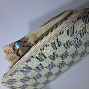 Louis Vuitton Cream and Gray Checkered Wallet